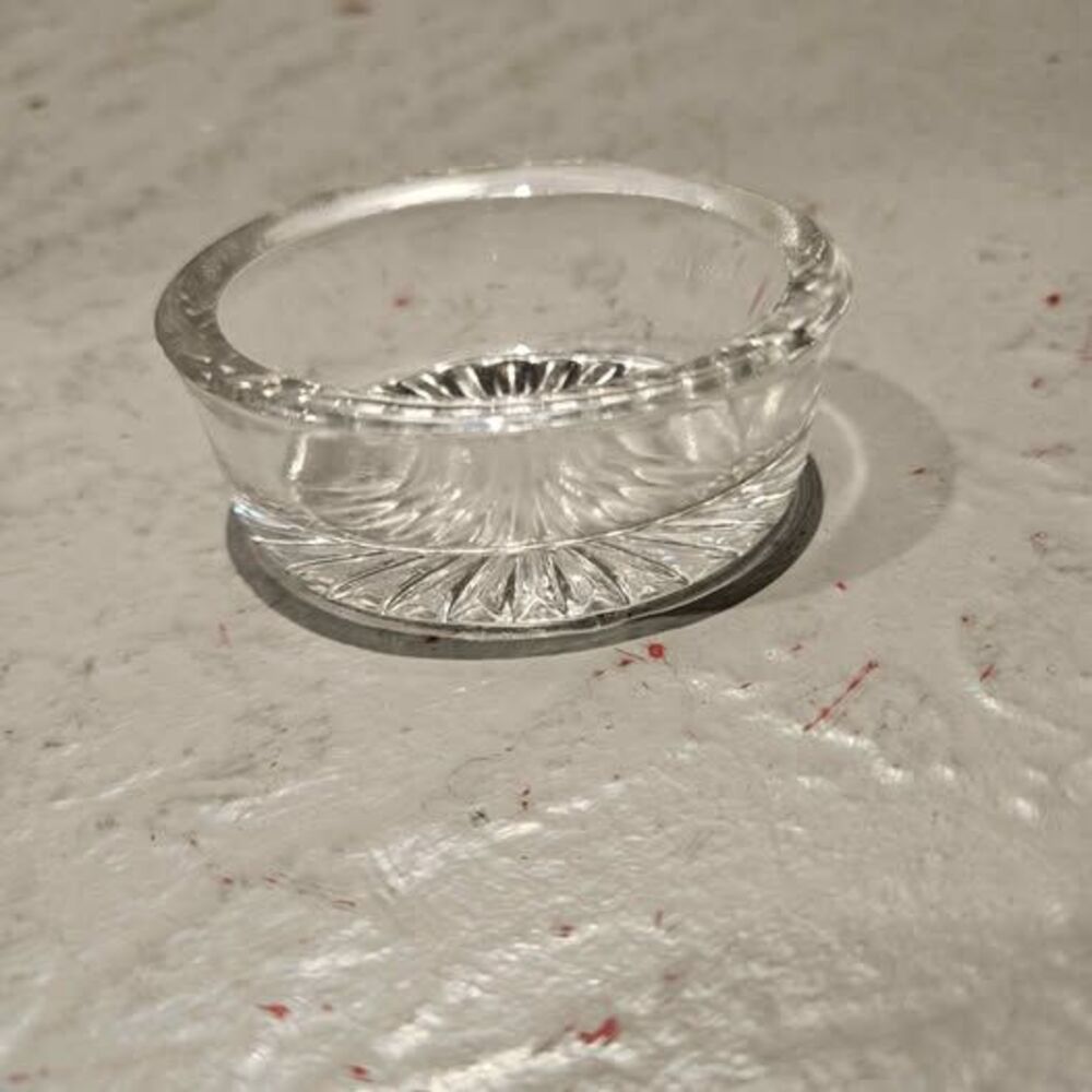 Tiny Oval Clear Glass Open Salt Cellar w/Starburst - 1 13/16" long